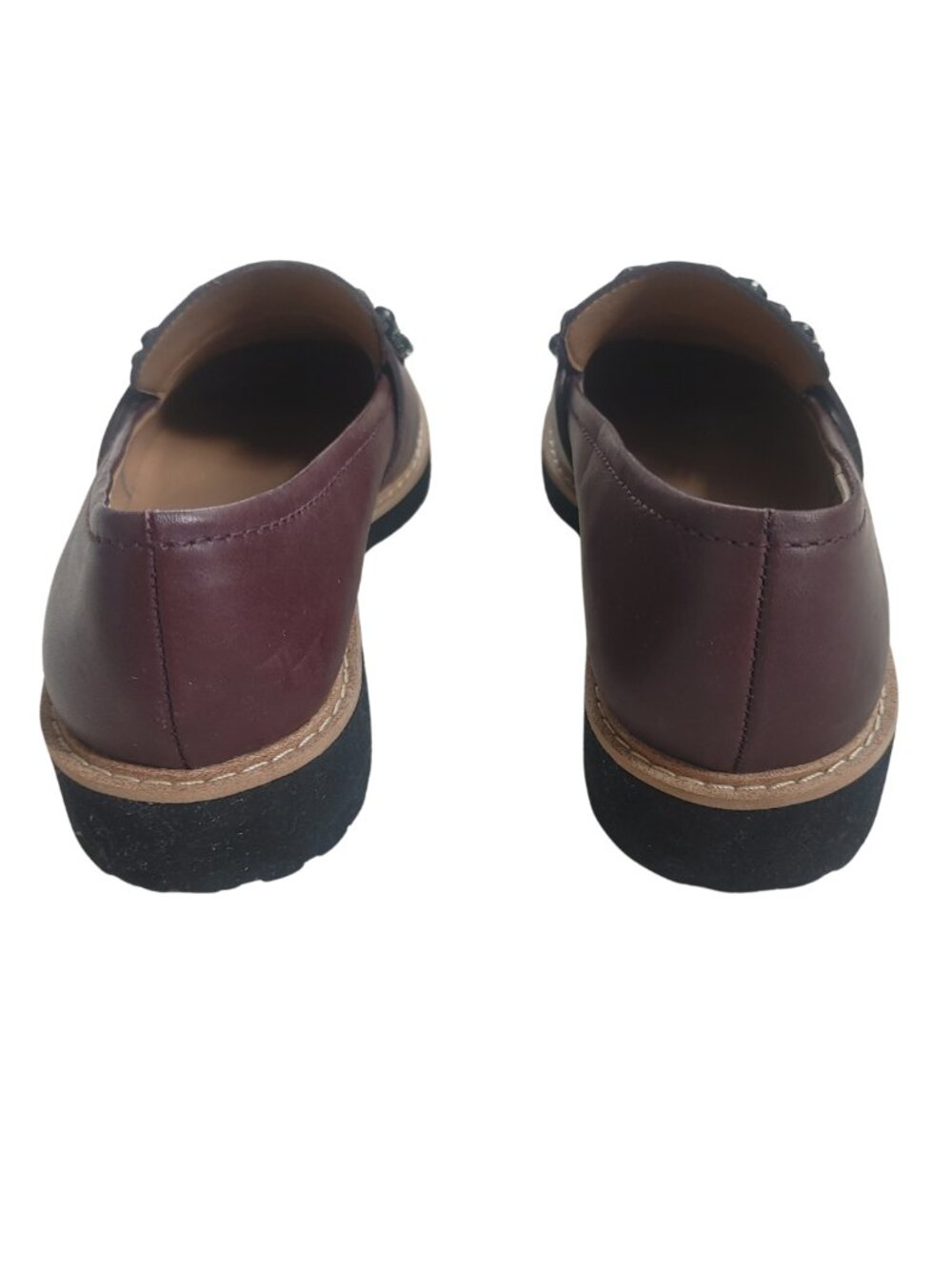 FRANCO SARTO Carver Burgundy Leather Embellished Loafers - Size 7 - Picture 4 of 5